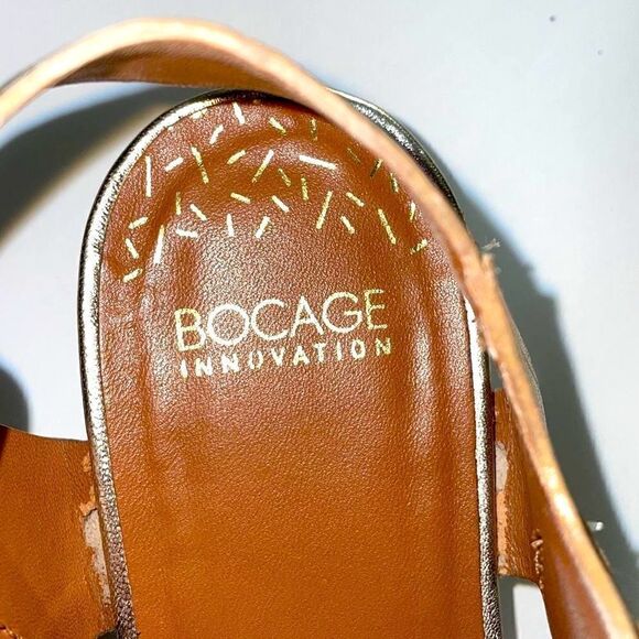 Bocage Innovation gold metallic leather low wedge buckle sandals EU39 - Picture 5 of 12